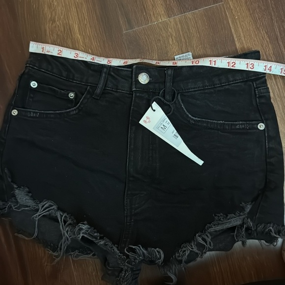 ZARA Black Distressed Denim Shorts size 6 - Picture 7 of 9